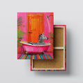 Zebra Bath Art Print | Quirky Pink Bathtub Animal Illustration Kubo Gallery