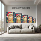 Christmas Cat Art Print | Santa Hat, Holiday Lights Kubo Gallery