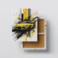 Yellow Sports Car Abstract Canvas Wall Art – Modern Speed & Power Kubo Gallery