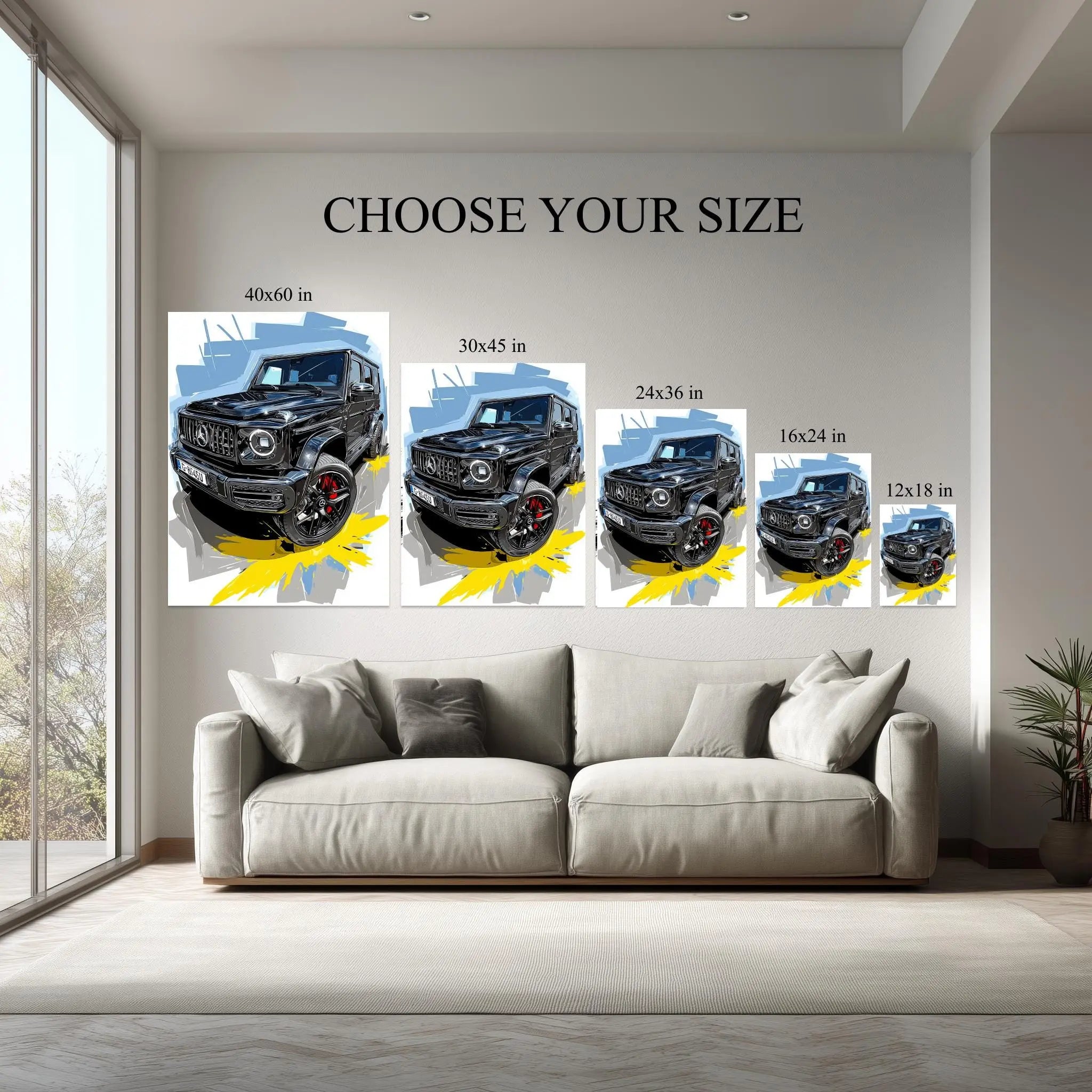 Luxury SUV Abstract Canvas Wall Art – Mercedes G-Class Illustration Kubo Gallery