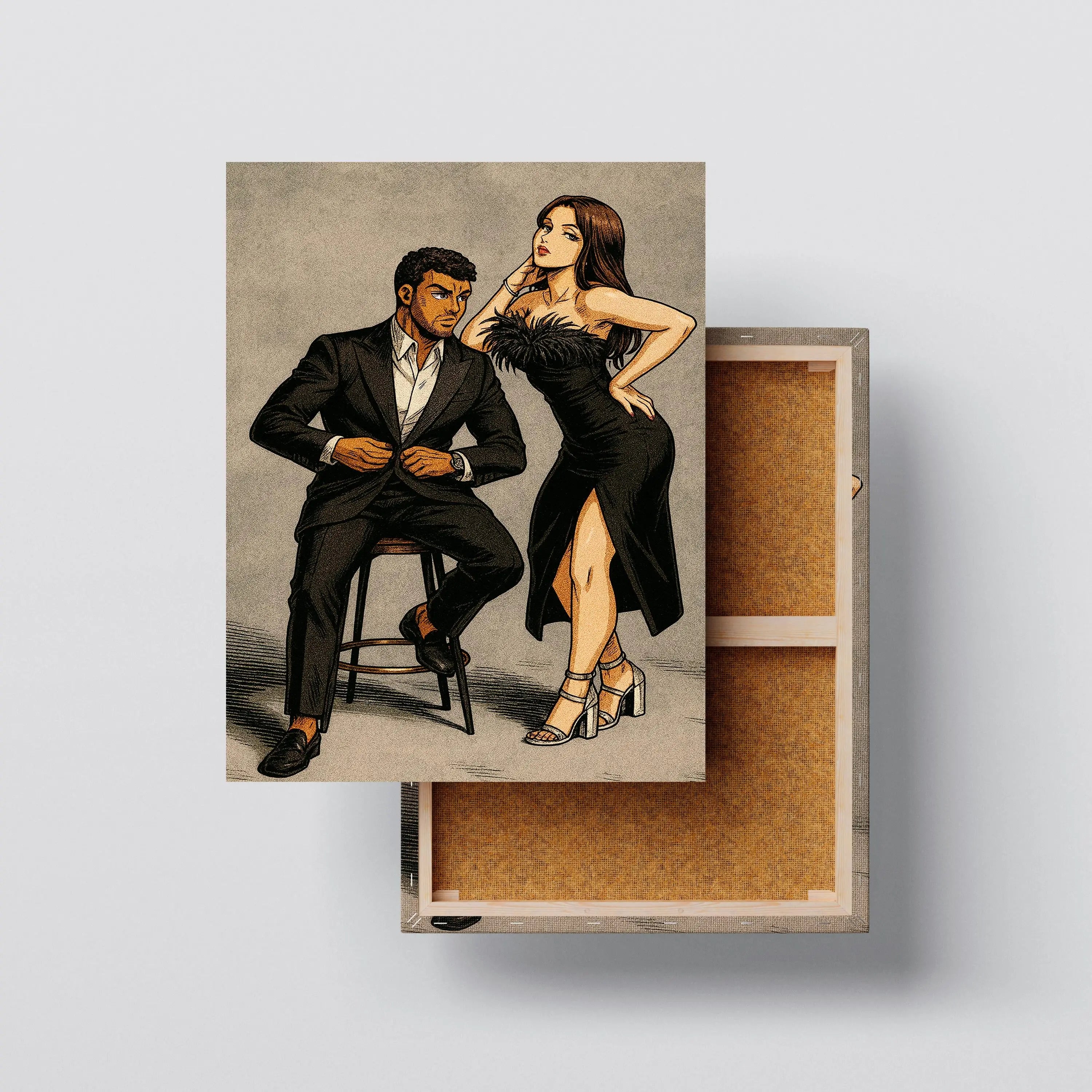 Custom Anime Portrait – JoJo Style Couples Stretched Canvas Art Kubo Gallery