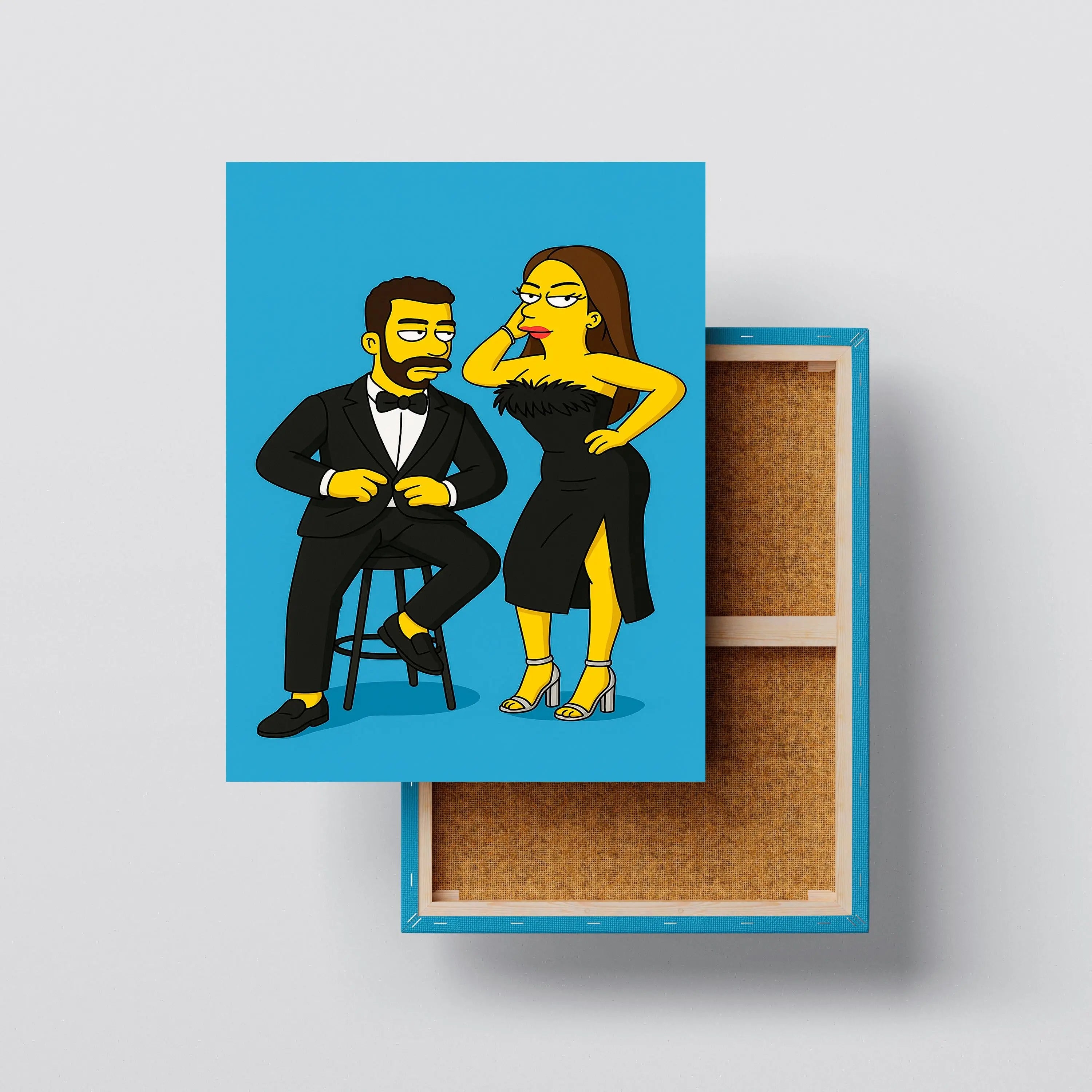 Custom Simpsons Style Portrait, Cartoon Couple on Stretched Canvas Kubo Gallery