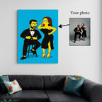 Custom Simpsons Style Portrait, Cartoon Couple on Stretched Canvas Kubo Gallery