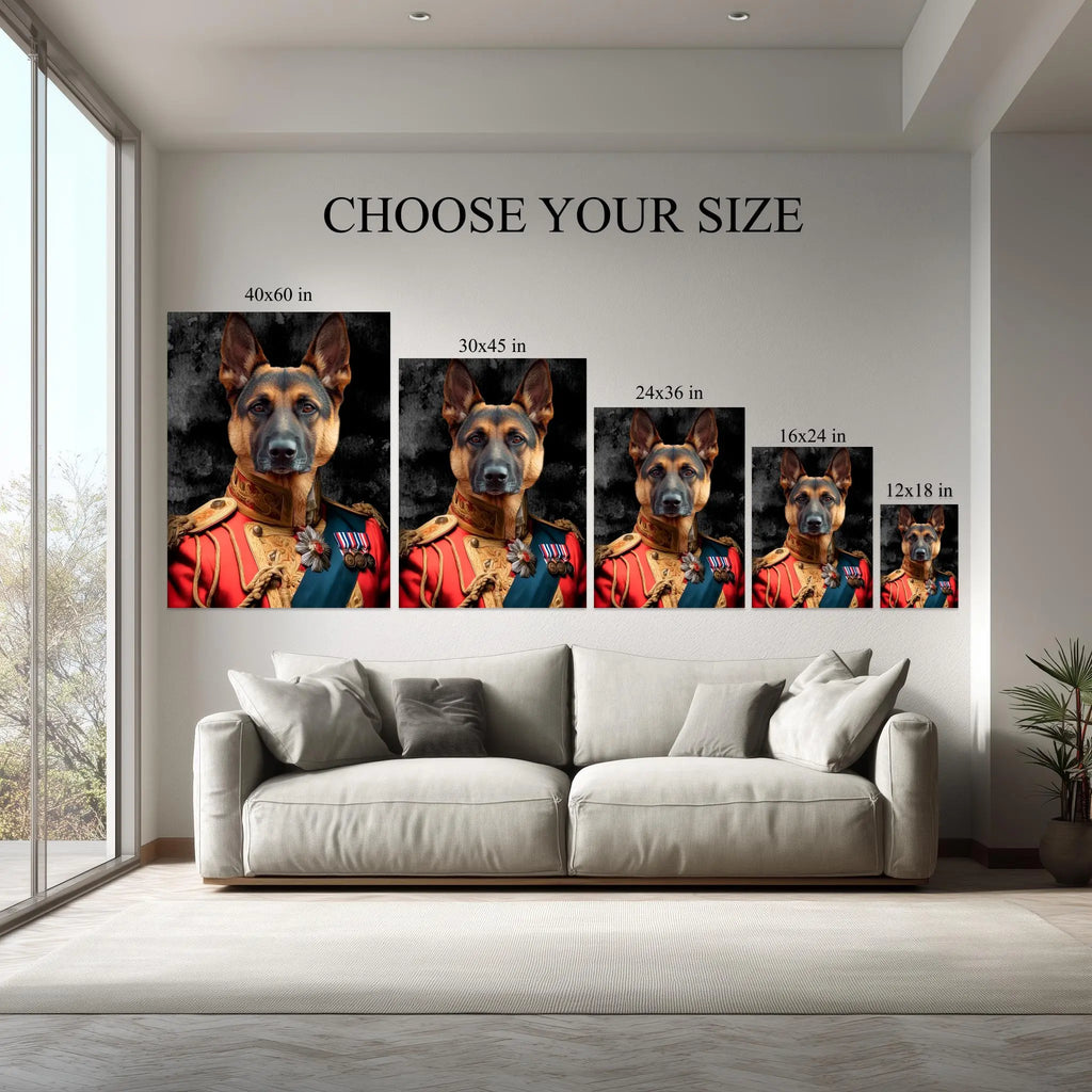 Custom Royal Pet Portrait from Photo – The General Military Dog & Cat Renaissance Painting, Funny Noble Pet Canvas, Memorial Gift Kubo Gallery