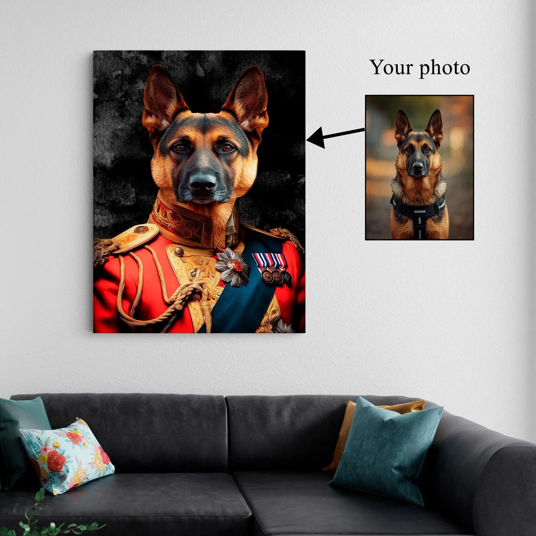Custom Royal Pet Portrait from Photo – The General Military Dog & Cat Renaissance Painting, Funny Noble Pet Canvas, Memorial Gift Kubo Gallery