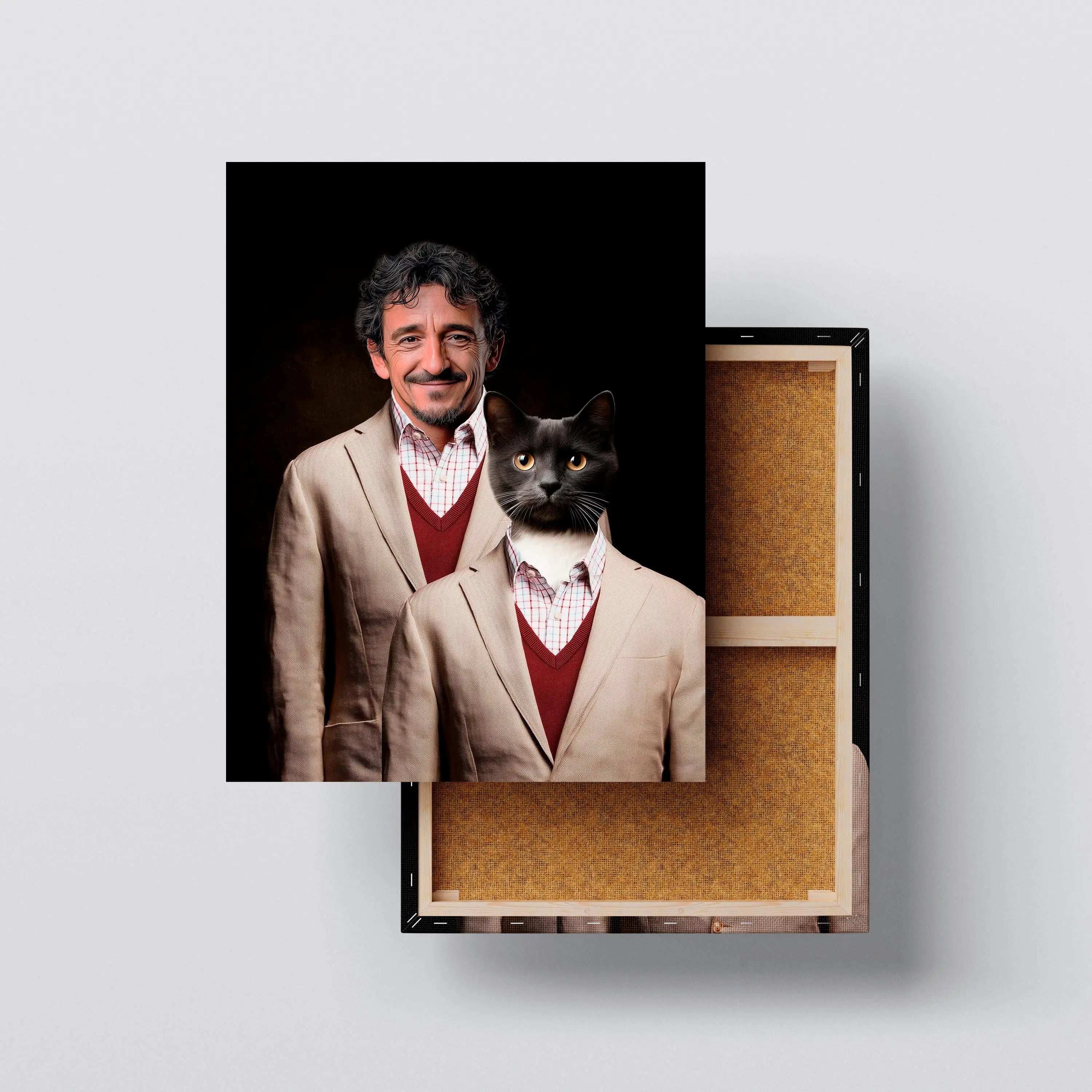 The Step Brothers – Custom Pet & Owner Portrait from Photo, Funny Royal Dog or Cat Canvas, Personalized Pet Lover Gift, Matching Outfit Art Kubo Gallery