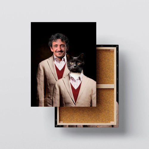The Step Brothers – Custom Pet & Owner Portrait from Photo, Funny Royal Dog or Cat Canvas, Personalized Pet Lover Gift, Matching Outfit Art Kubo Gallery