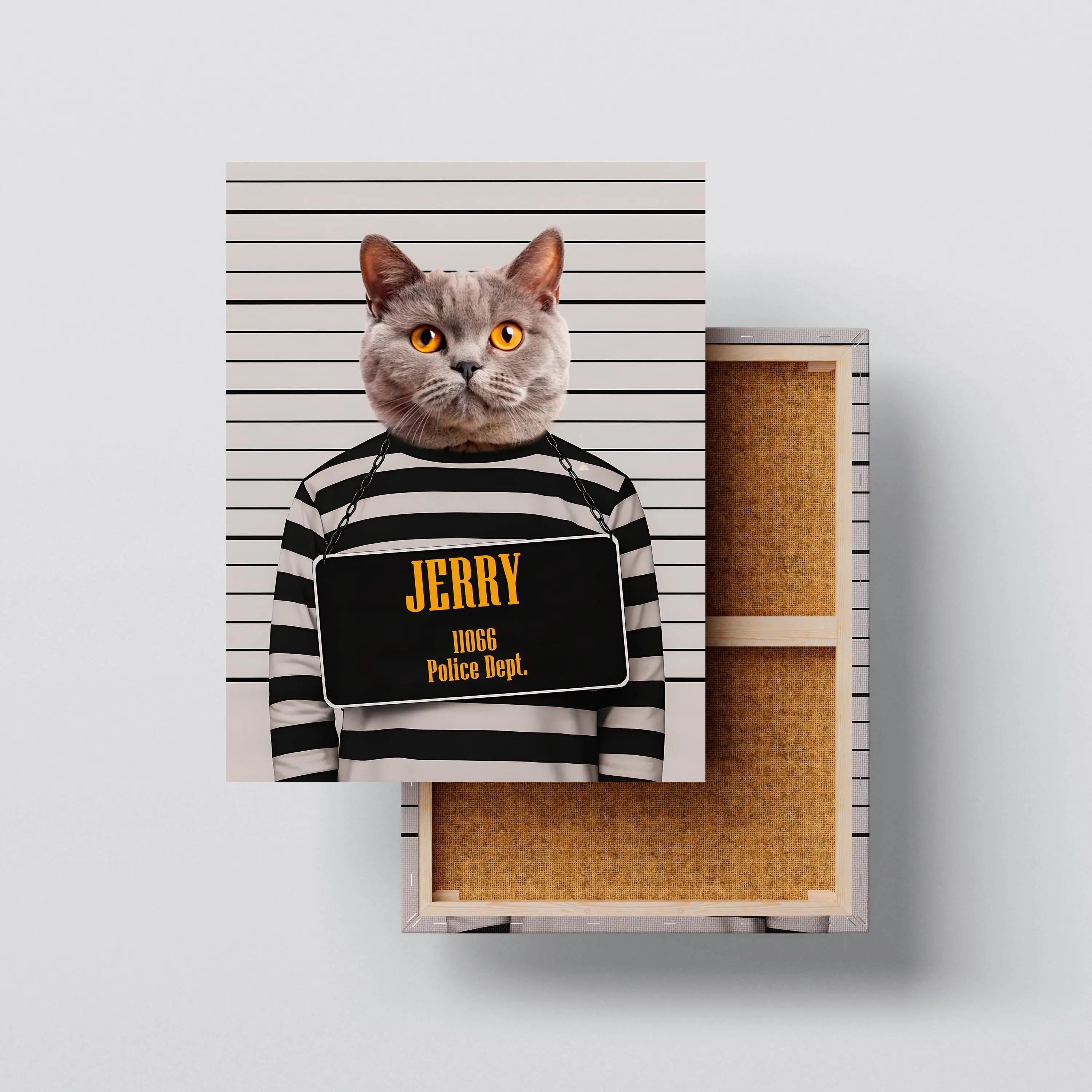 Custom Mugshot Pet Portrait from Photo – Funny Prisoner Cat & Dog Canvas – Personalized Jail Photo Pet Art – Unique Gift for Pet Lovers Kubo Gallery