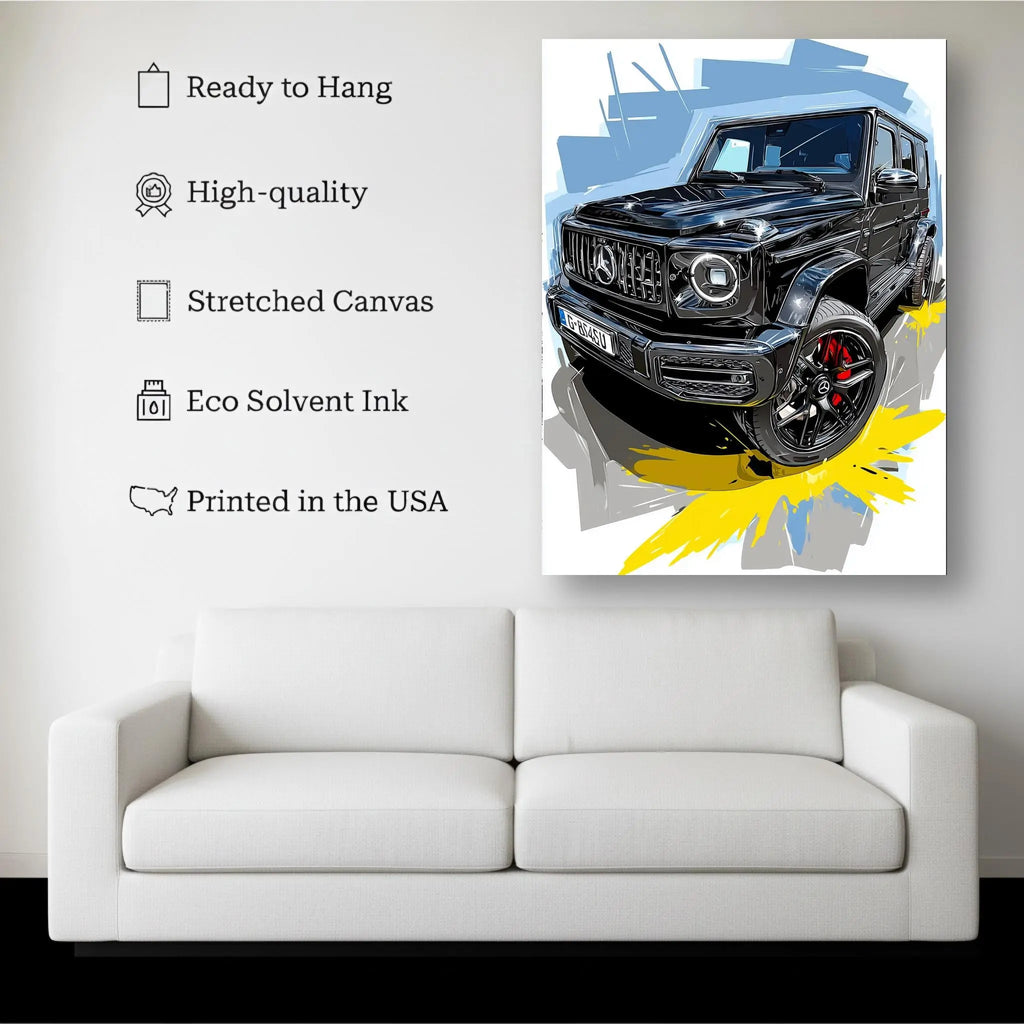 Luxury SUV Abstract Canvas Wall Art – Mercedes G-Class Illustration Kubo Gallery