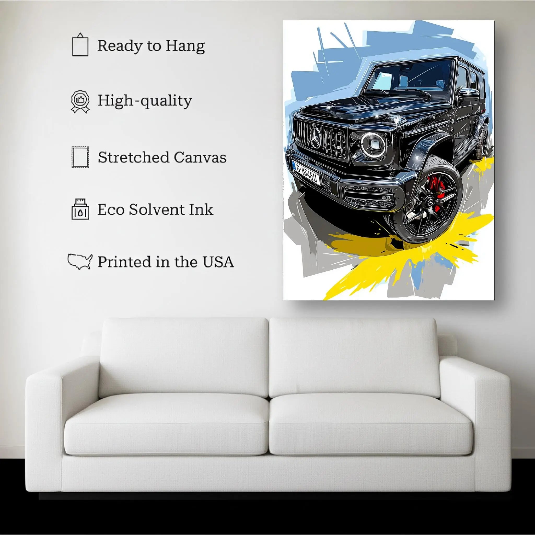 Luxury SUV Abstract Canvas Wall Art – Mercedes G-Class Illustration Kubo Gallery