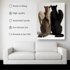 Angel Duality Leopard & Panther Canvas Wall Art – Symbolic Wildlife Surreal Art Kubo Gallery