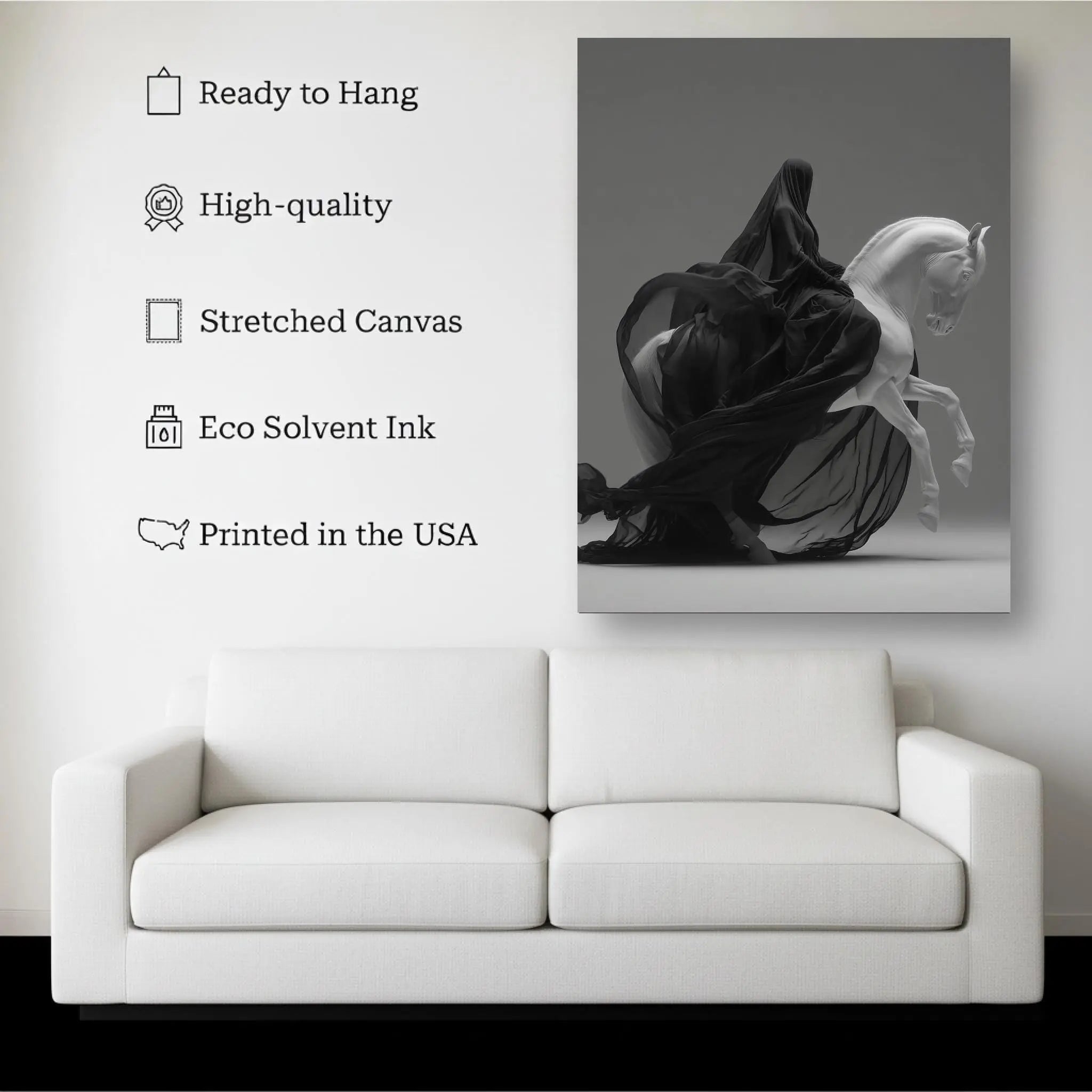 Veiled Ascension – Gothic Elegance Horse Wall Art Kubo Gallery