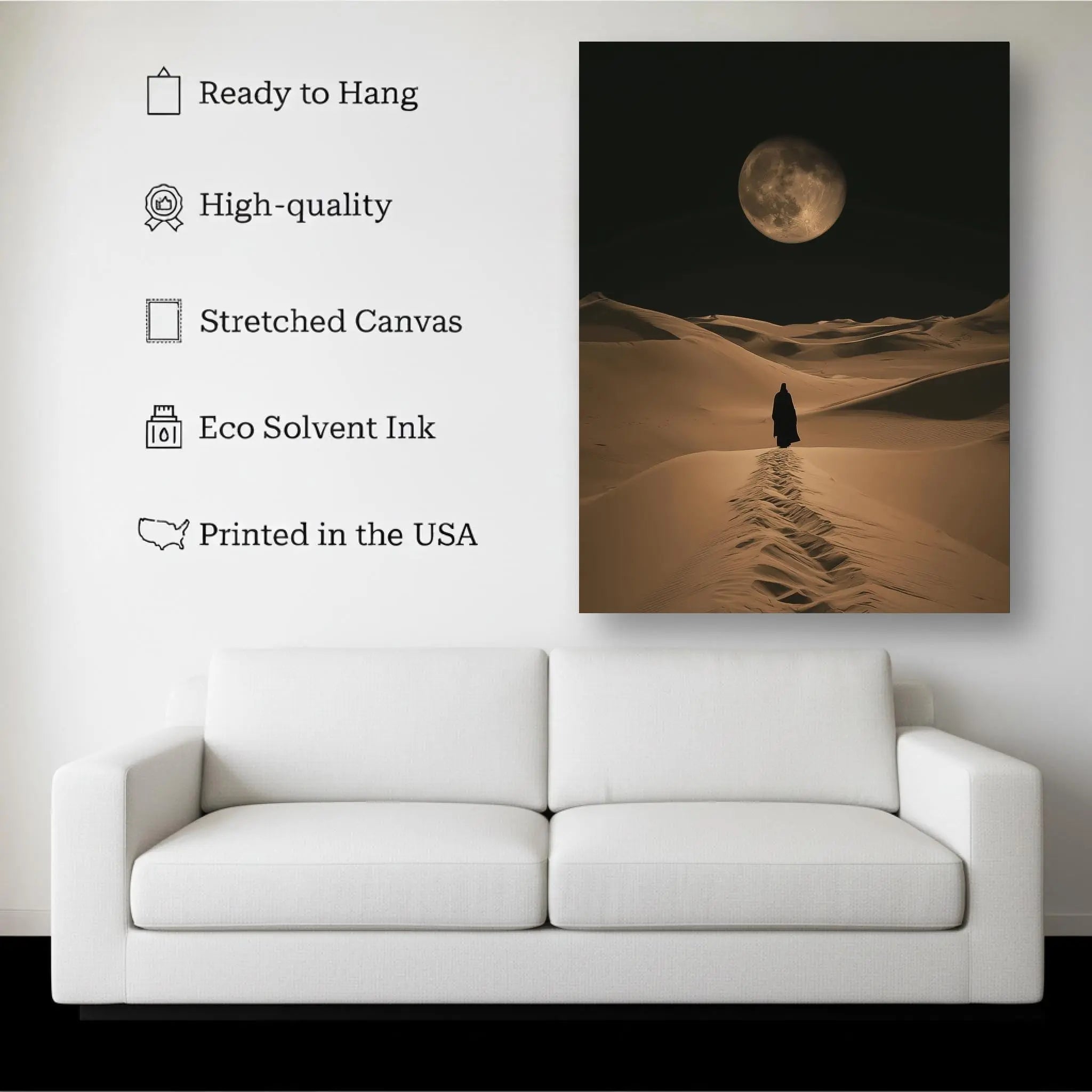Moonlit Solitude – Desert Night Journey Wall Art Kubo Gallery