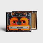 Retro Transparent Cassette Wall Art – Orange Mixtape Canvas – 80s 90s Nostalgia Decor – Ready to Hang Kubo Gallery