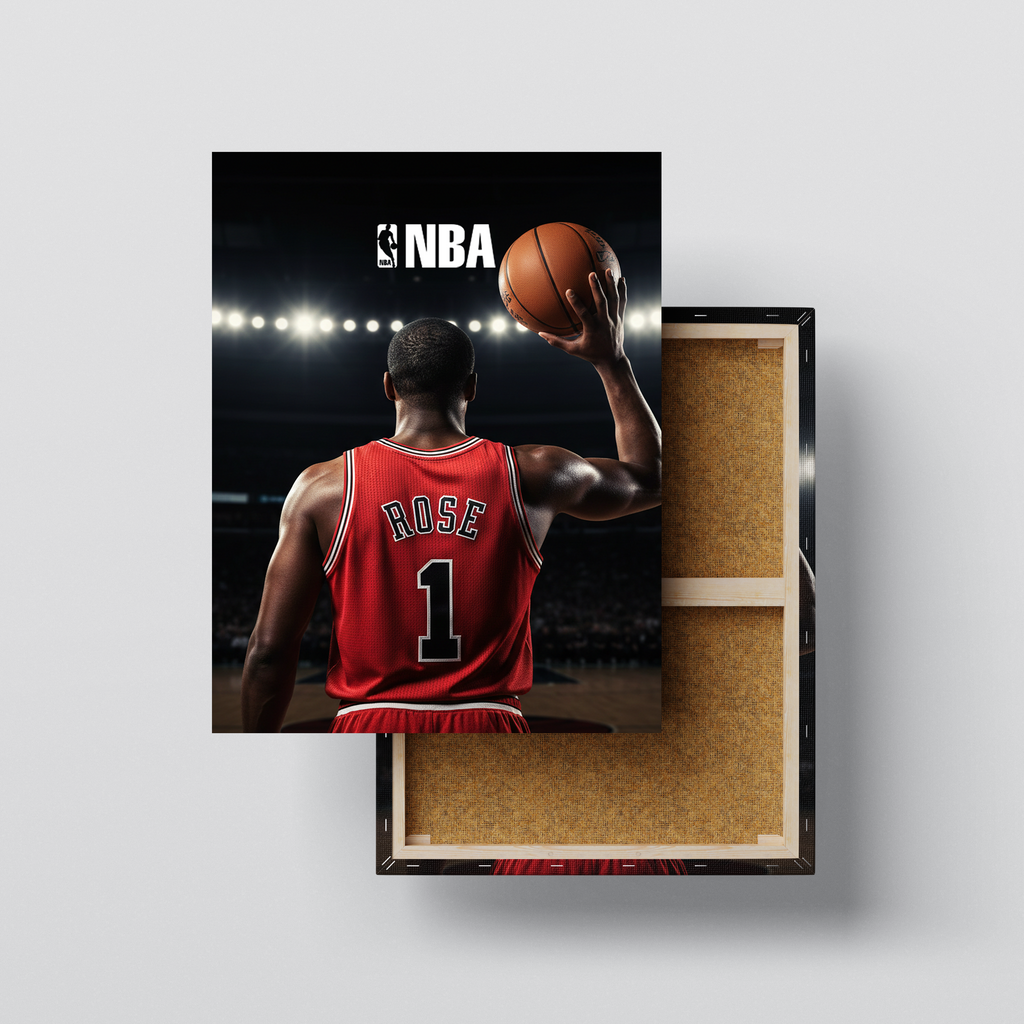 NBA Inspired Basketball Wall Art – Rose #1 Canvas Print – Stadium Sports Poster – Ready to Hang Kubo Gallery