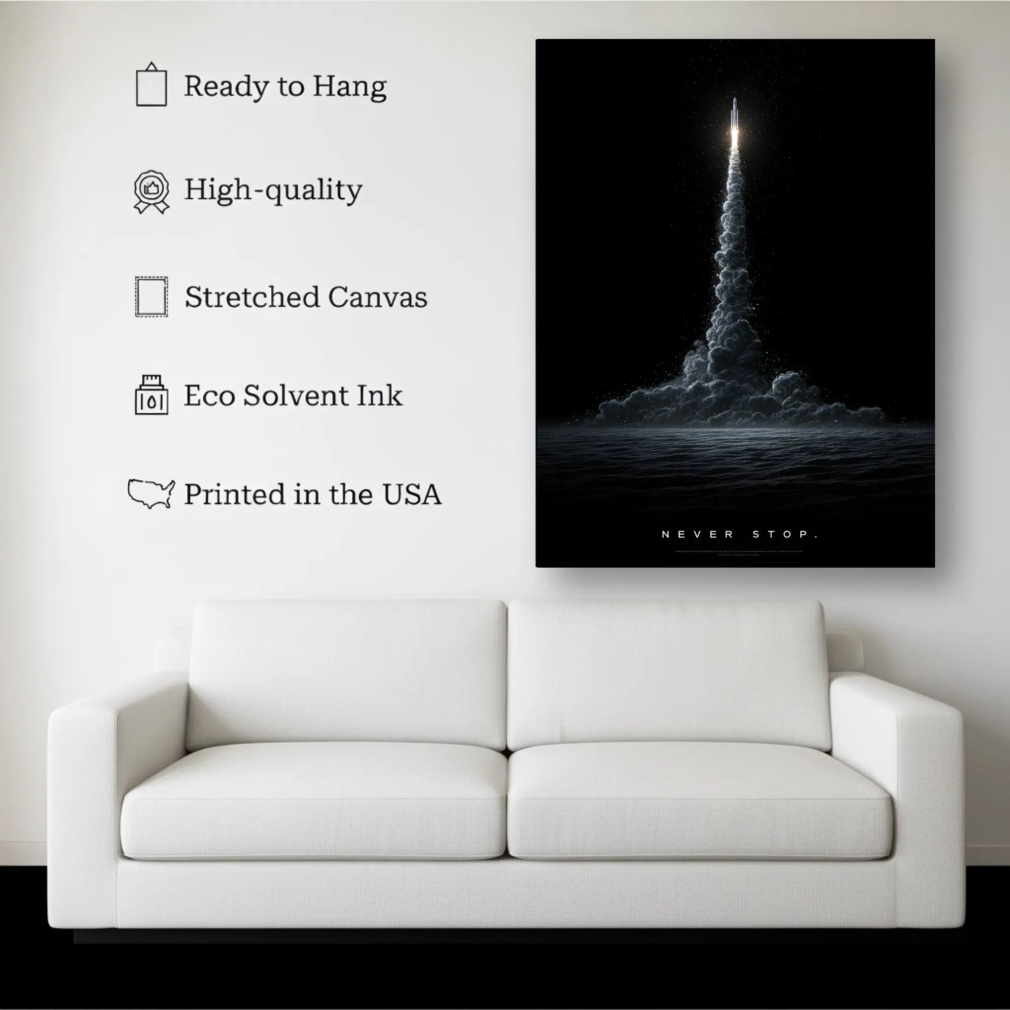 Never Stop – Motivation Wall Art Canvas