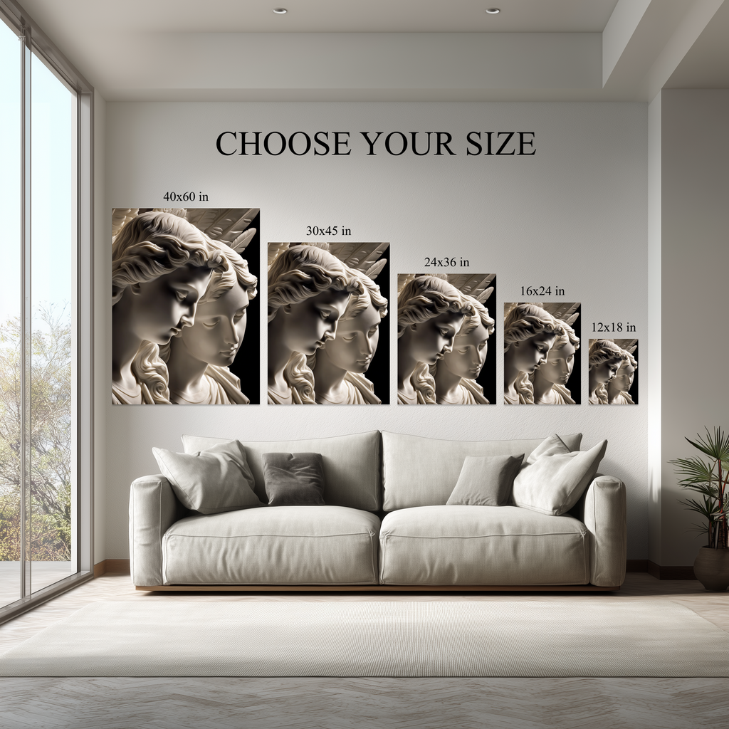Classical Marble Angel Wall Art – Renaissance Sculpture Canvas – Elegant Spiritual Home Decor – Ready to Hang Kubo Gallery